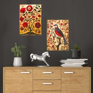 Set of Two Wall Paintings for Wall Dacoration Golden Framed Wall Paintings for Living Room & Bedroom Wall Art for Home Decoration & Office Wall DΓ©cor (14x11 inch CH-GD2-13)